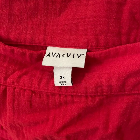 Ava & Viv Red Flowy Blouse - Picture 3 of 5